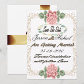 Modèle de carte de sauvegarde de date florale impr (Devant / Derrière)