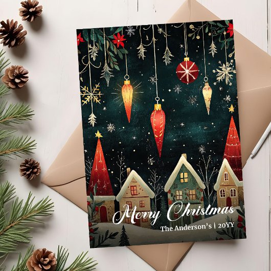 Modèle de carte de scène de Noël nostalgique et fa