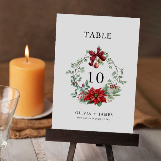 Modèle de carte de table de mariage de Noël
