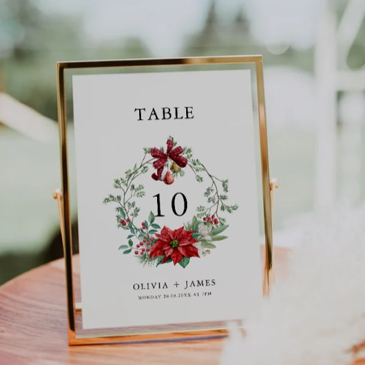 Modèle de carte de table de mariage de Noël