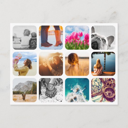 Modèle de carte de vacances avec 12 photos et gril (Devant)