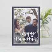 Modèle de carte de vacances de Hanukkah - Bleu fon (Debout devant)