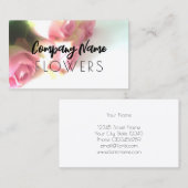 Modèle de carte de visite à fleurs avec rose rose (Devant / Derrière)