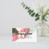 Modèle de carte de visite à fleurs avec rose rose (Debout devant)