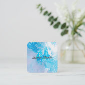 Modèle de carte de visite art abstrait splash bleu (Debout devant)