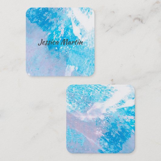 Modèle de carte de visite art abstrait splash bleu (Devant / Derrière)