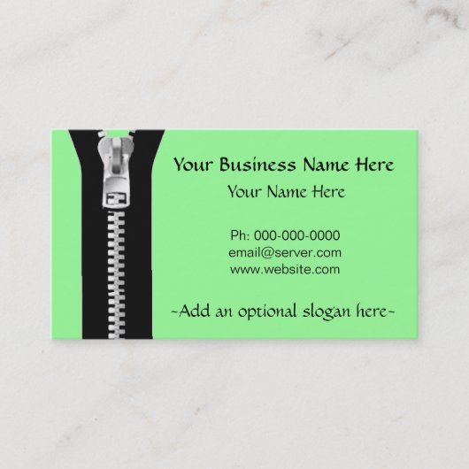 Modèle de carte de visite avec fermeture éclair (Devant)