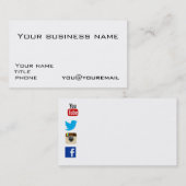 Modèle de carte de visite avec les icônes sociales (Devant / Derrière)