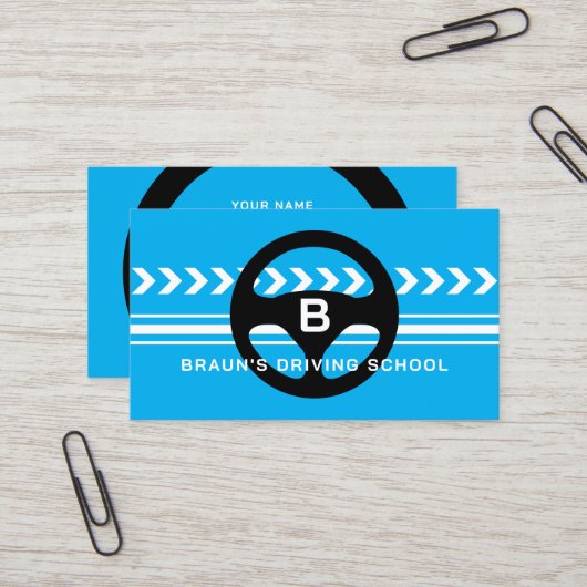 Modèle de carte de visite avec logo d'école de con (Devant/Arrière en situation)