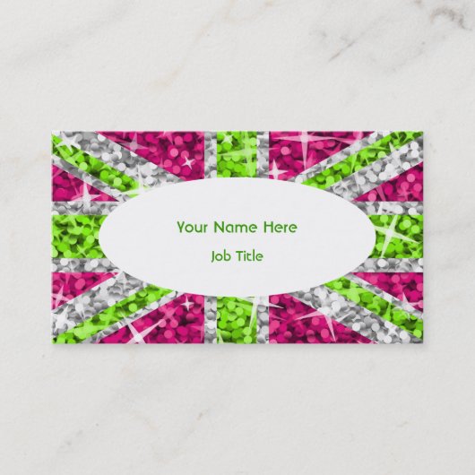 Modèle de carte de visite blanc ovale Glitz UK Lim (Devant)