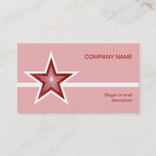 Modèle de carte de visite blanc Red Star rose (Devant)