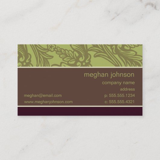 Modèle de carte de visite chic à l'olive florissan (Devant)
