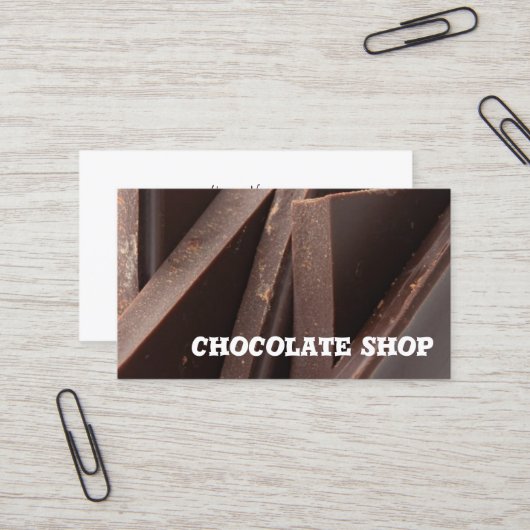 Modèle de carte de visite Chocolate Shop (Devant/Arrière en situation)