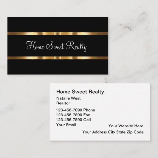 Modèle de carte de visite classique Real Realtor (Devant / Derrière)