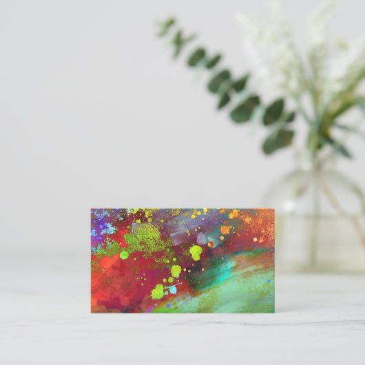 Modèle de carte de visite couleur art abstrait (Debout devant)