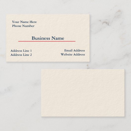 Modèle de carte de visite Cream (Devant / Derrière)