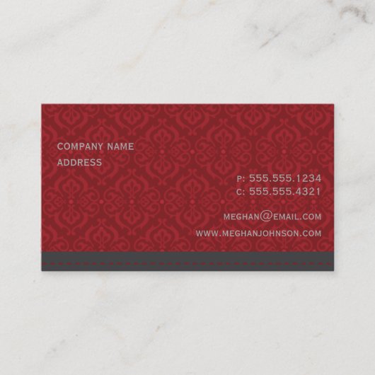 Modèle de carte de visite Damask Crimson (Devant)