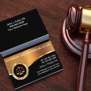Modèle de carte de visite d'avocat élégant et luxu