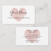 Modèle de carte de visite de beauté de coeur rose (Devant / Derrière)