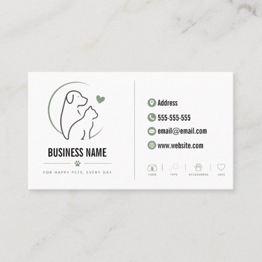 Modèle de carte de visite de boutique pour animaux (Devant)