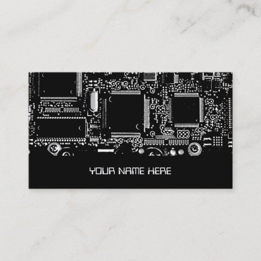 Modèle de carte de visite de circuit noir et blanc (Devant)