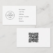 Modèle de carte de visite de code QR de logo perso (Devant / Derrière)