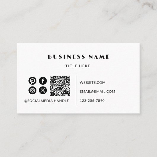 Modèle de carte de visite de code QR minimal (Devant)