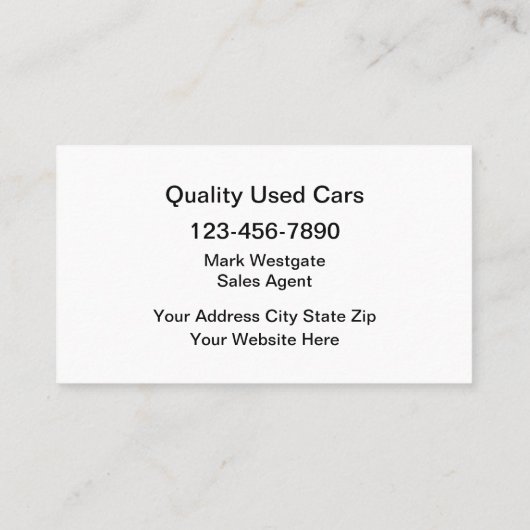 Modèle de carte de visite de concessionnaire de vo (Dos)