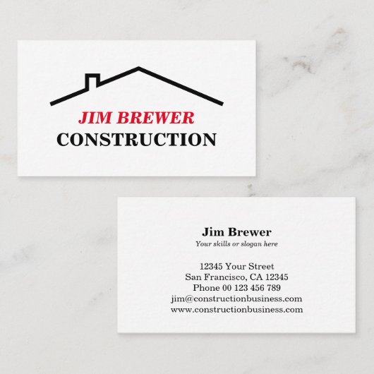 Modèle de carte de visite de construction pour con (Devant / Derrière)