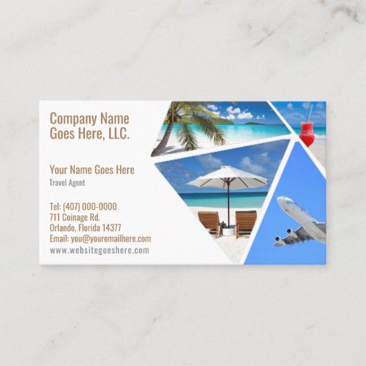 Modèle de carte de visite de l'agent de voyage (Devant)