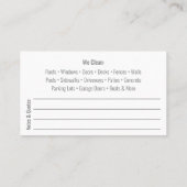 Modèle de carte de visite de lavage et de nettoyag (Dos)