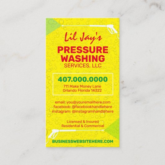 Modèle de carte de visite de lavage et de nettoyag (Devant)