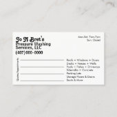 Modèle de carte de visite de lavage et de nettoyag (Dos)