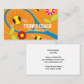 Modèle de carte de visite de l'entraîneur de tenni (Devant / Derrière)