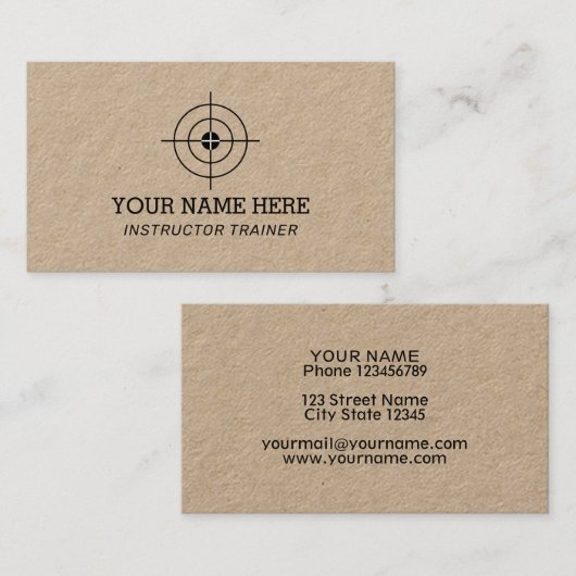 Modèle de carte de visite de l'instructeur cible C (Devant / Derrière)