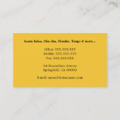 Modèle de carte de visite de l'instructeur de dans (Dos)