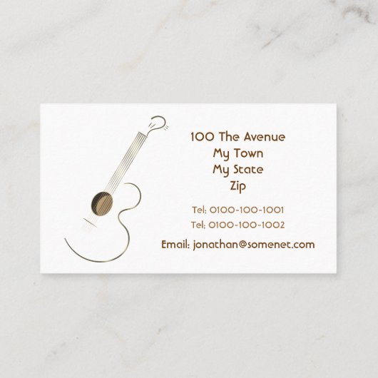 Modèle de carte de visite de logo de guitare (Dos)