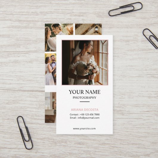Modèle de carte de visite de photographe (Devant/Arrière en situation)