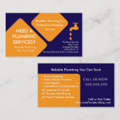 Modèle de carte de visite de plombier | Services d (Devant / Derrière)