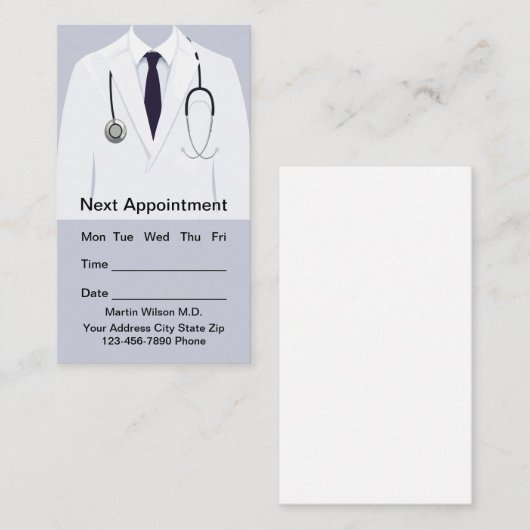 Modèle de carte de visite de rendez-vous Médicale (Devant / Derrière)