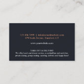 Modèle de carte de visite de restaurant de bar à s (Dos)