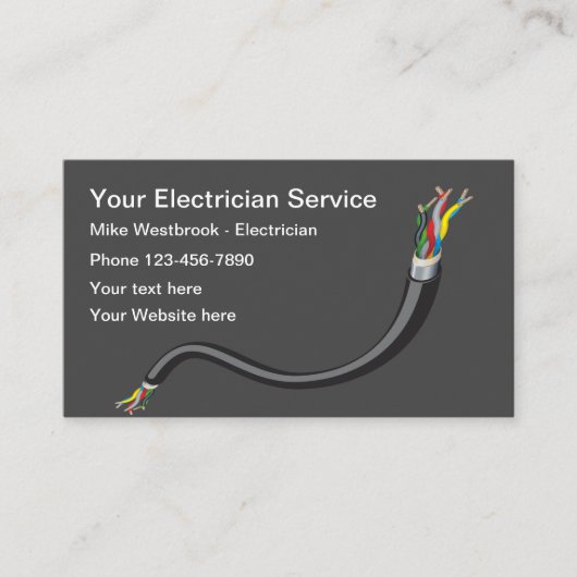Modèle de carte de visite d'électricien simple (Devant)
