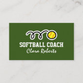 Modèle de carte de visite d'entraîneur de softball (Devant)