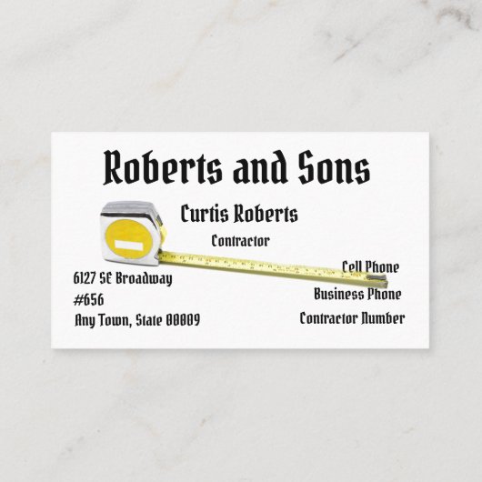 Modèle de carte de visite d'entrepreneur (Dos)