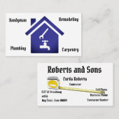 Modèle de carte de visite d'entrepreneur (Devant / Derrière)