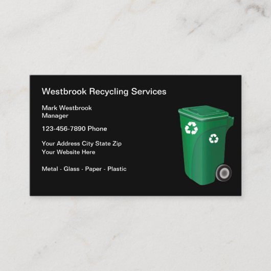 Modèle de carte de visite des services de recyclag (Devant)