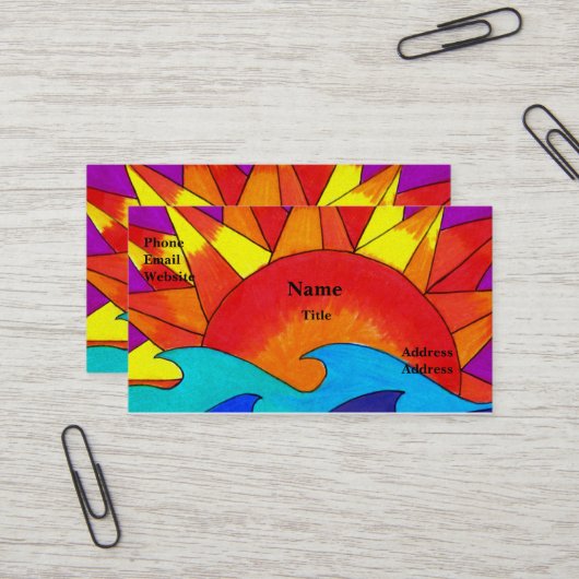 Modèle de carte de visite d'été solaire (Devant/Arrière en situation)