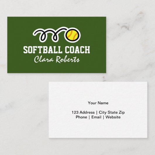 Modèle de carte de visite du coach de softball (Devant / Derrière)