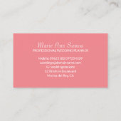 Modèle de carte de visite du coordonnateur mariage (Dos)