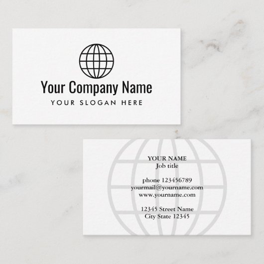 Modèle de carte de visite du logo World Globe (Devant / Derrière)